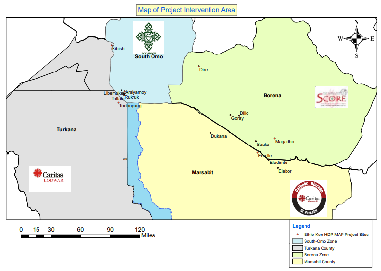 BBold Africa Project Intervention Area Map - Kenya and Ethiopia
